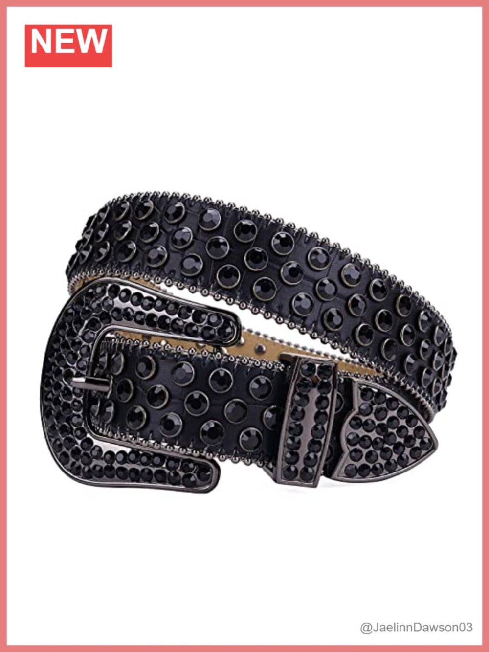 Western Rhinestone Belt Faux Leather Studded Hand-set Crystal Buckle